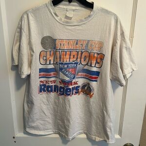 Vintage 1994 New York Rangers Stanley Cup Shirt - Large, White